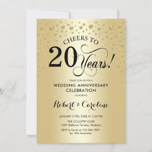 20th Anniversary Celebration - Gold Black Invitation