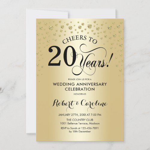 20th Anniversary Celebration _ Gold Black Invitation