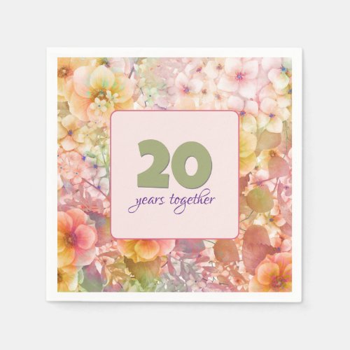 20th Anniversary Cosmos Floral Garden Napkins