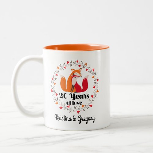 20th Anniversary Fox Couple Matching Two_Tone Coffee Mug