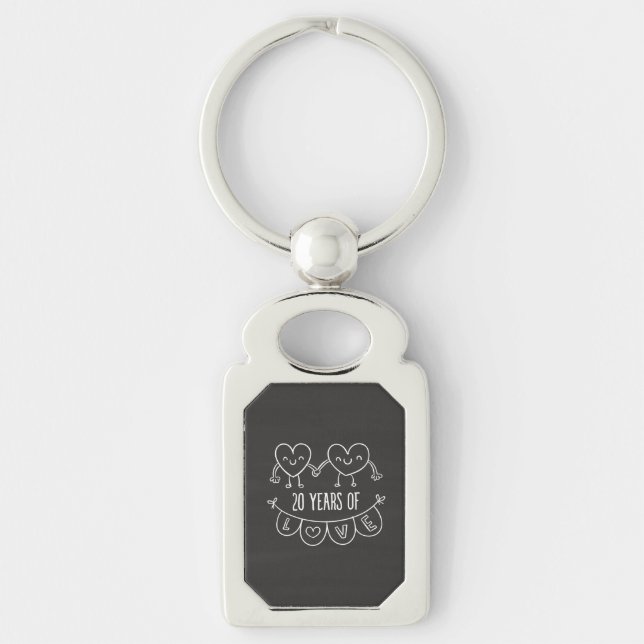 20th Anniversary Gift Chalk Hearts Keychain (Front)