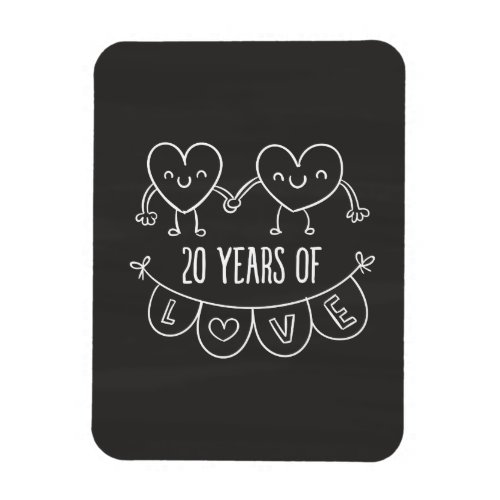 20th Anniversary Gift Chalk Hearts Magnet