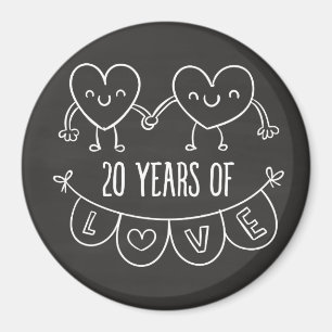 20th Anniversary Gift Chalk Hearts Magnet