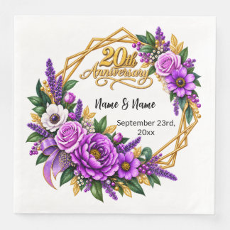 20th Anniversary Gift Paper Dinner Napkins