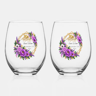 20th Anniversary Gift Stemless Wine Glass