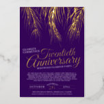 20th anniversary glamour party gold purple palms foil invitation