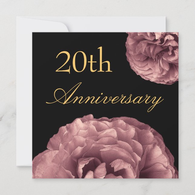 20th Anniversary Invitation - Vintage Pink Roses (Front)