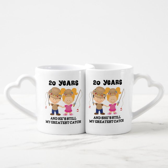 20th Anniversary Matching Couples Gift Mugs (Front Nesting)