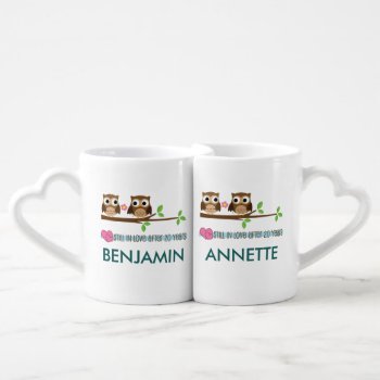 20th Anniversary Matching His Hers Owl Gift Mugs by MainstreetShirt at Zazzle