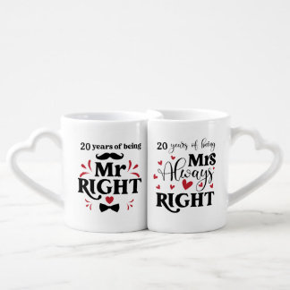 20th Anniversary Mr Right & Mrs Always Right Coffee Mug Set