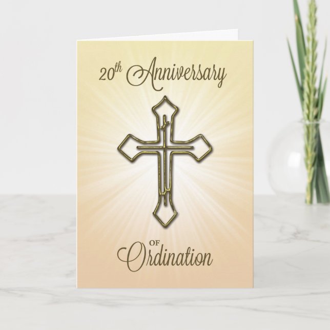 20th Anniversary of Ordination, Gold Cross Card (Front)