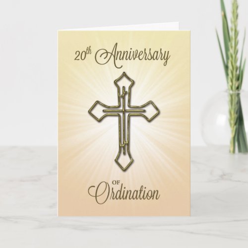 20th Anniversary of Ordination Gold Cross Card