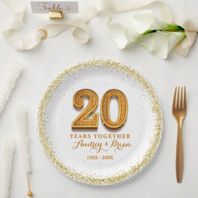 20th Anniversary Personalized Paper Plates (Wedding)