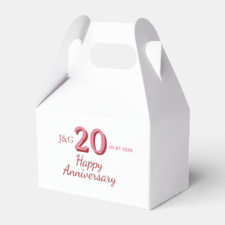 20th anniversary pink name date monogram bold favor boxes