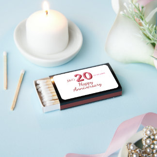 20th anniversary pink name date monogram bold matchboxes