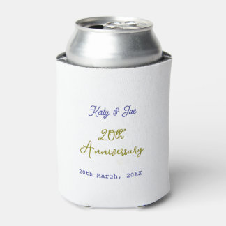 20th anniversary purple gold name date elegant can cooler