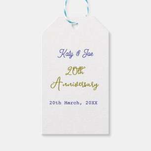 20th anniversary purple gold name date elegant gift tags
