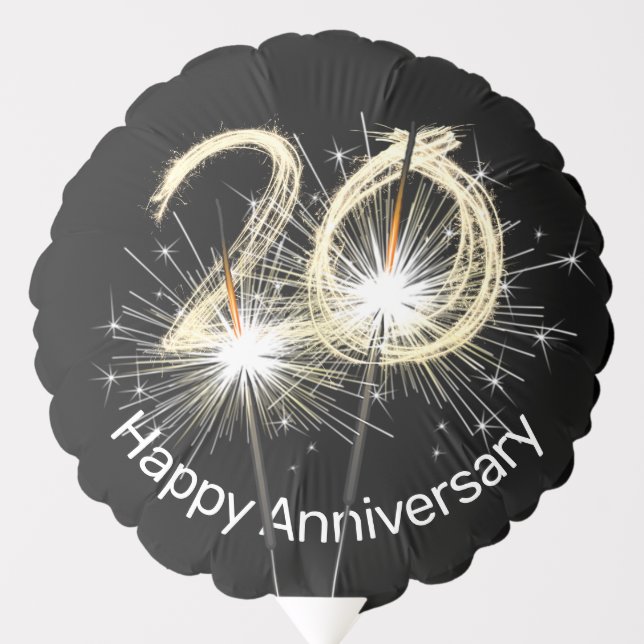 20th Anniversary Sparklers on Black   Balloon (Front)