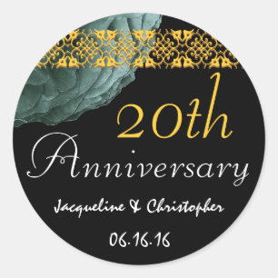 20th Anniversary TEAL & GOLD Rose Sticker