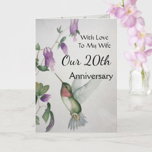 20th Anniversary Wife Pretty Hummingbird Card