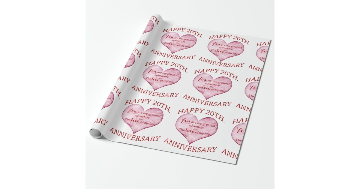20th. Anniversary Wrapping Paper Zazzle