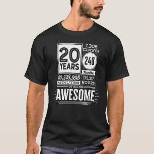 20th Birthday 20 Years Of Being Awesome 7300 Days T-Shirt