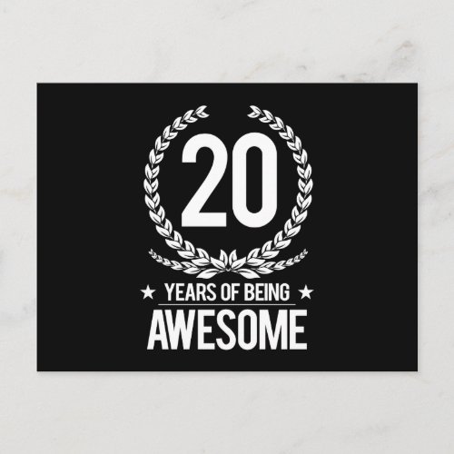 20th Birthday 20 Years Of Being Awesome Postcard