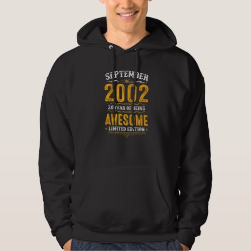 20th Birthday  20 Years Old Awesome Since Septembe Hoodie