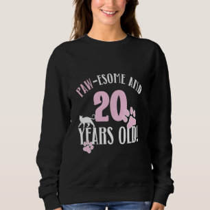 20th Birthday 20 Years Old Cat Mom Cat Lover Birth Sweatshirt