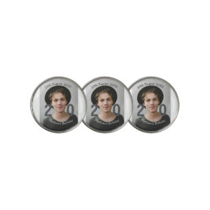 20th birthday add name photo date man blue white s golf ball marker