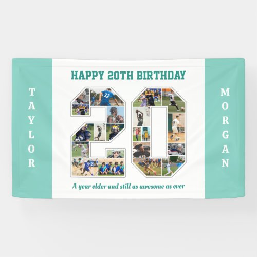 20th Birthday Anniversary Number 20 Photo Collage Banner