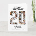 20th Birthday Anniversary Number 20 Photo Collage Card<br><div class="desc">Celebrate 20th birthday or wedding anniversary with this printable photo collage. Choose your favorite photos for display. Customize the name, text and date to fit your occasion. This will be a lovely keepsake with personalized message to look back on with family and friends. If you need any other number as...</div>