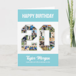 20th Birthday Anniversary Number 20 Photo Collage Card