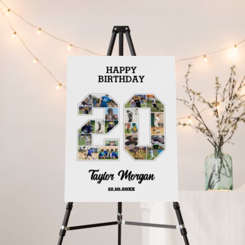 20th Birthday Anniversary Number 20 Photo Collage Foam Board
