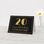 [ Thumbnail: 20th Birthday: Art Deco Inspired Look "20" + Name Card ]