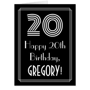 20th Birthday — Art Deco Inspired Look “20” + Name Card