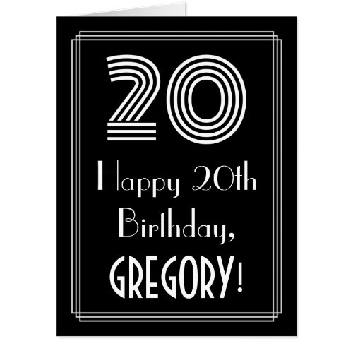 20th Birthday — Art Deco Inspired Look “20” + Name