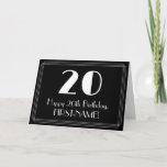 [ Thumbnail: 20th Birthday ~ Art Deco Inspired Look "20", Name Card ]