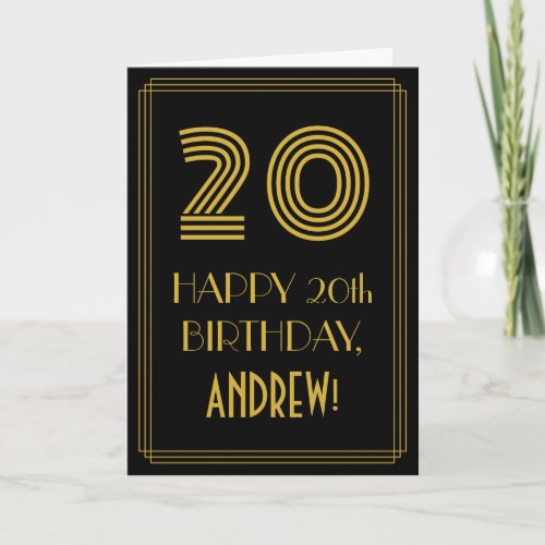 20th Birthday Art Deco Inspired Look 20  Name Card