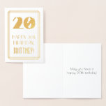 [ Thumbnail: 20th Birthday: Art Deco Inspired Look "20" & Name Foil Card ]