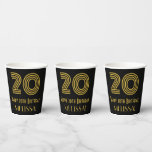 [ Thumbnail: 20th Birthday: Art Deco Inspired Look “20” & Name Paper Cups ]