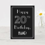 [ Thumbnail: 20th Birthday: Art Deco Style # 20 & Custom Name Card ]