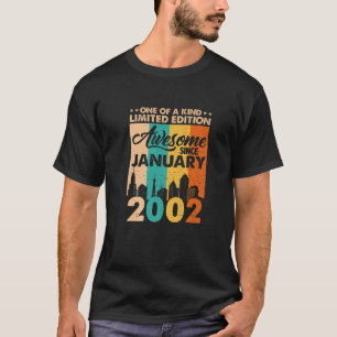 20Th Birthday Awesome Since January 2002 Vintage T-Shirt