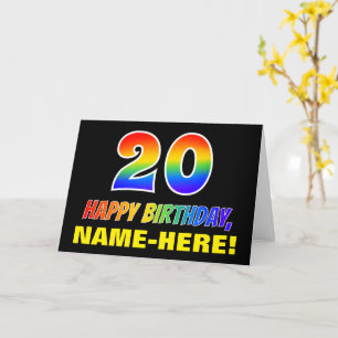 20th Birthday: Bold, Fun, Simple, Rainbow 20 Card
