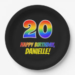 [ Thumbnail: 20th Birthday: Bold, Fun, Simple, Rainbow 20 Paper Plates ]