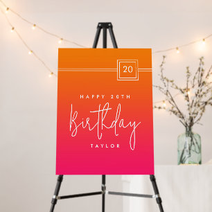 20th Birthday Bold Hot Pink and Orange Foam Board