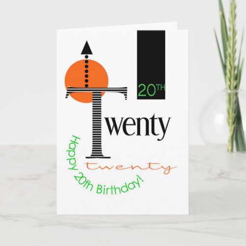 20th Birthday card graphic design