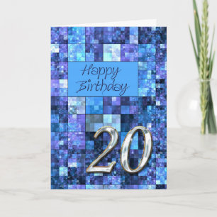 20th Birthday card with abstract squares.