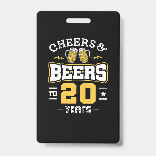20Th Birthday Cheers And Beers Birthday Badge