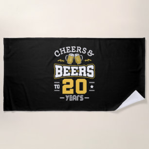 20Th Birthday Cheers And Beers Birthday Beach Towel